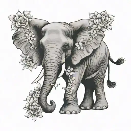 Elephant With Flowers