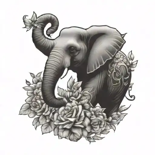 Elephant With Flowers Symbolizing