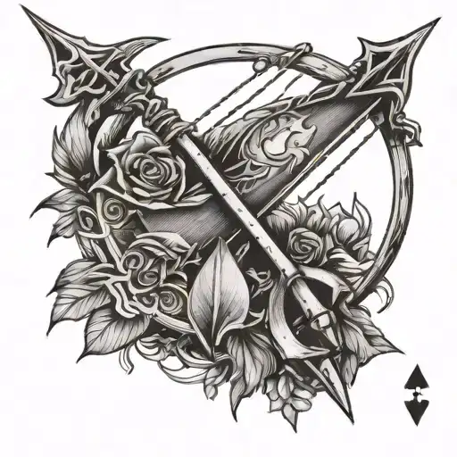 Bow And Arrow Inside A Playing Card Design