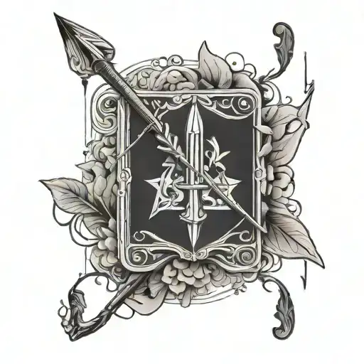 Bow And Arrow Inside A Playing Card Tarot