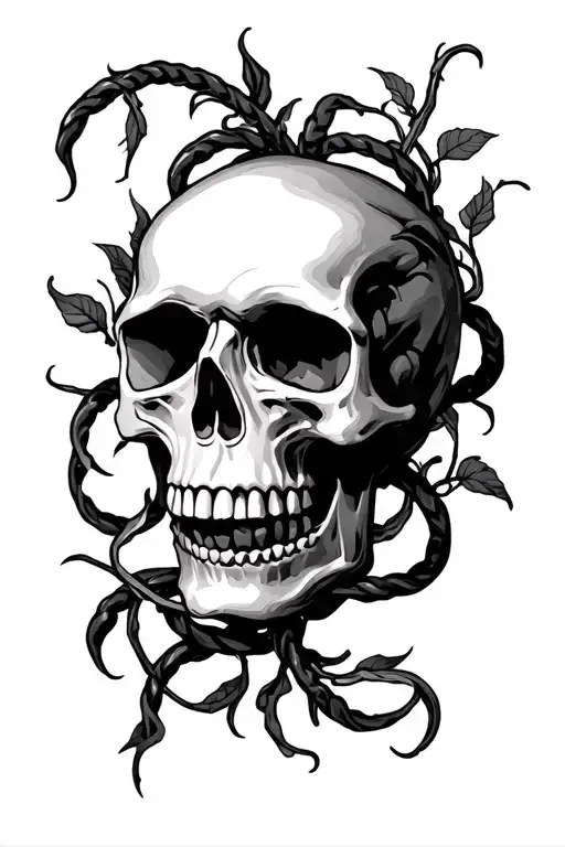 Skull And Licorice Vines Twisting