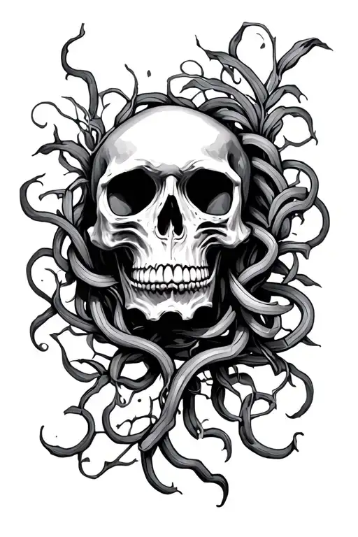Skull And Licorice Vines Twisting