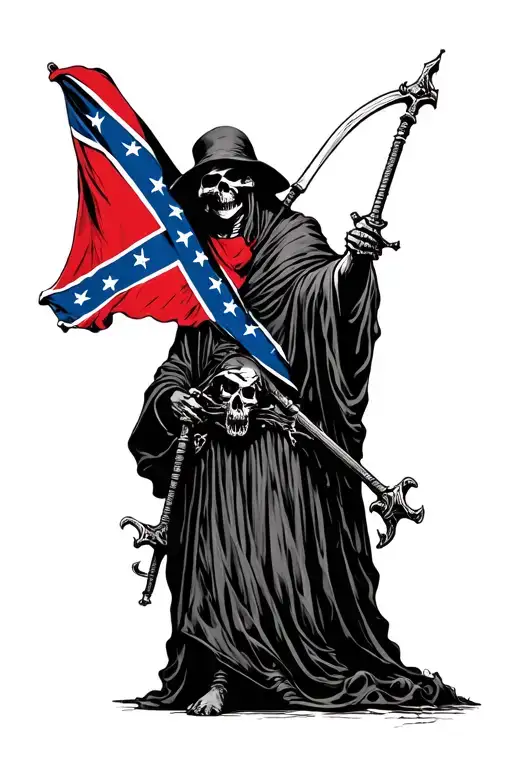 Grim Reaper And Get A Confederate Flag Intertwined