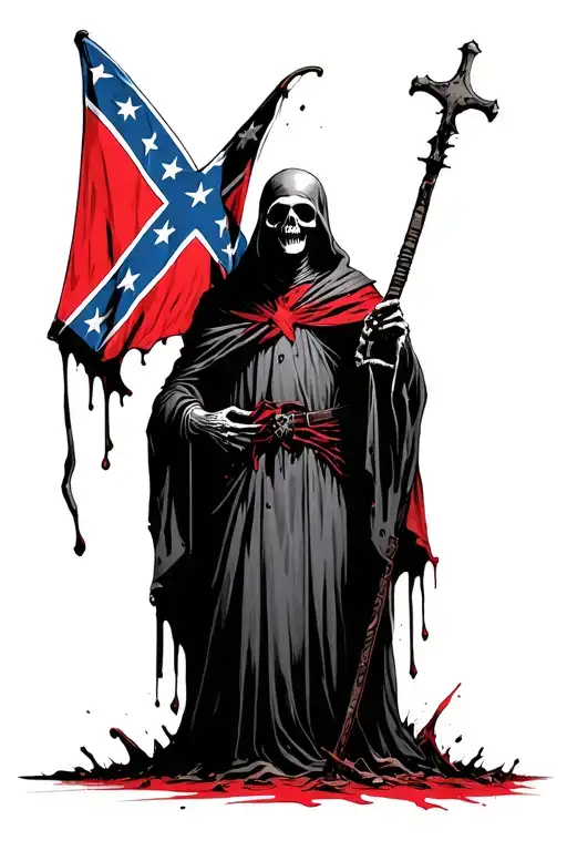 Grim Reaper And Get A Confederate Flag Intertwined Blood Graveyard