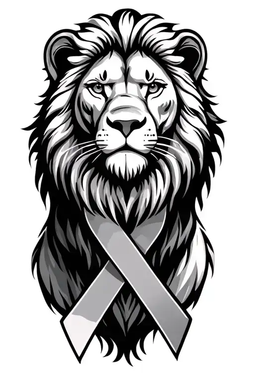 Dementia Awareness Ribbon Lion Wearing