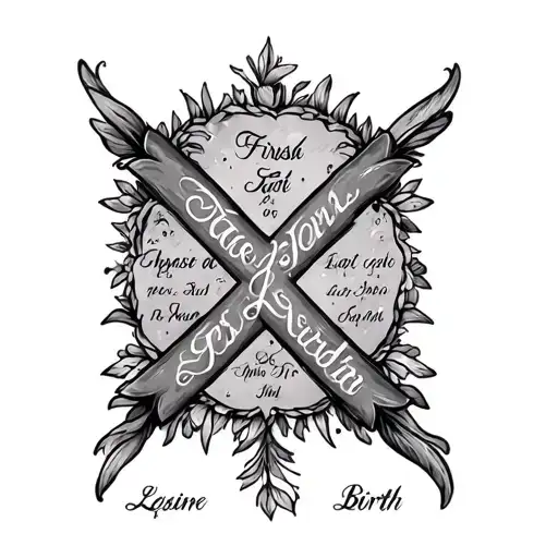 First And Last Name In A Cross With Date Of Birth