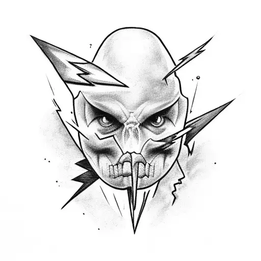 Design A Black-grey Tattoo Featuring A Lightning Bolt Intertwined With The Word 'Intelligence'