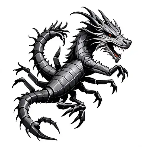 Wood Dragon With A Scorpion Surrounded