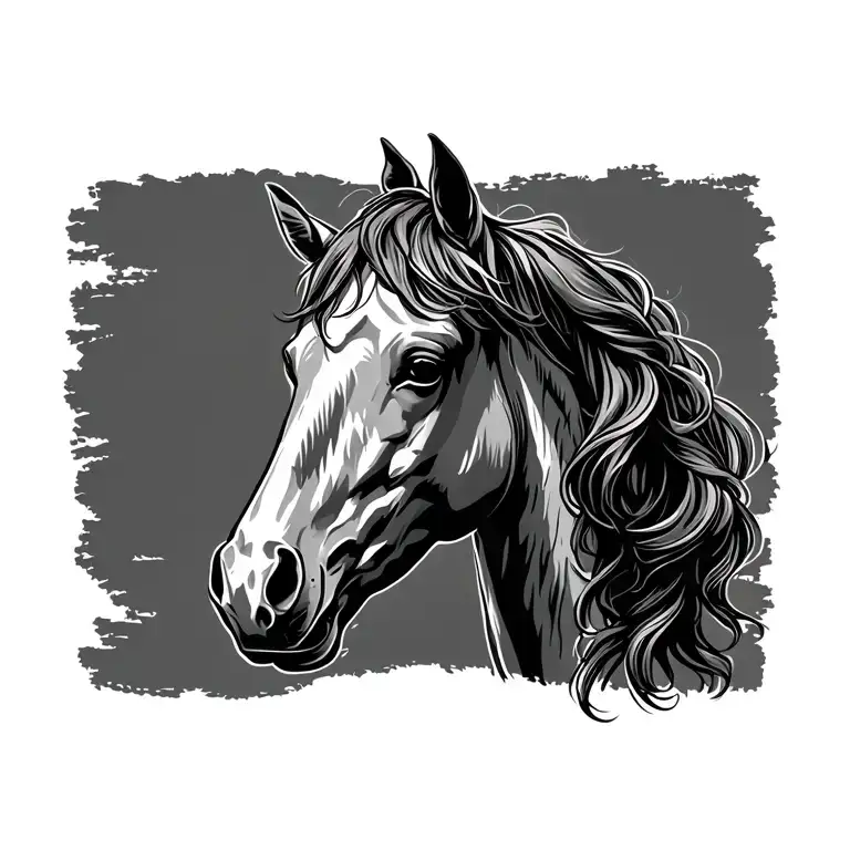Horse Head With Long Hair