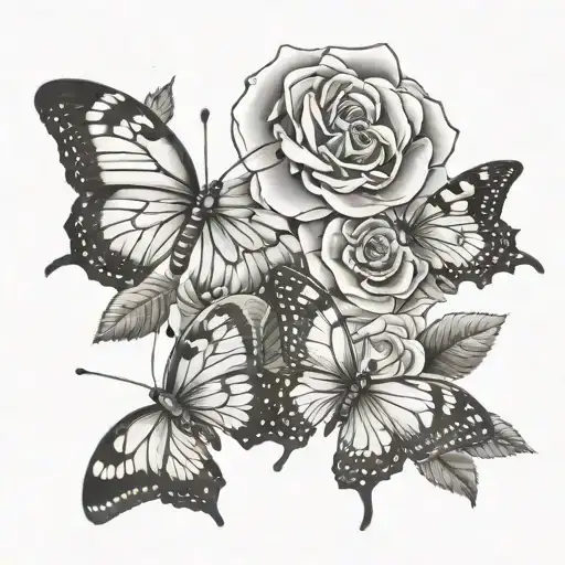 Butterflies With Rose