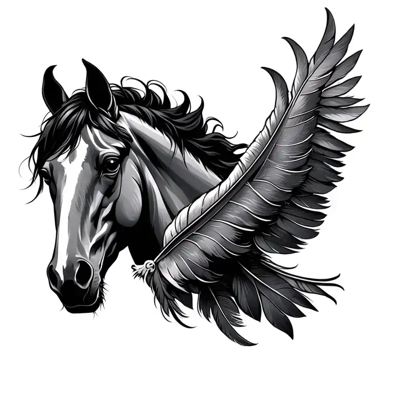 Horse Head With Feathers Soaring