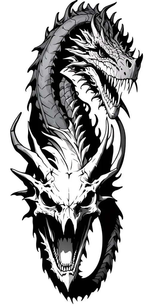 Undead Dragon Skulls Leaning And Forming