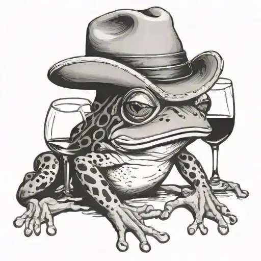 Frog With Cowboy Hat And Wine Glass
