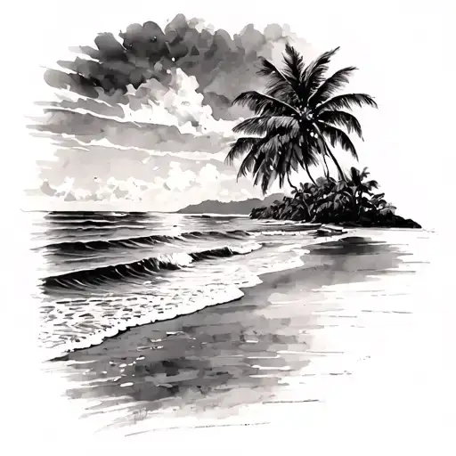Beach Scene Water Color