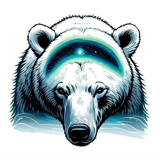 Polar Bear With Northern Lights