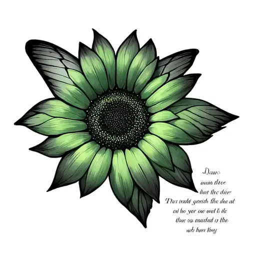 Dawn Bible Verse Sunflower And Green Butterfly