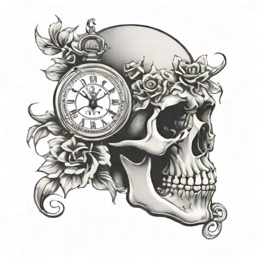 Simple Skull With Clock Representing Time To Death