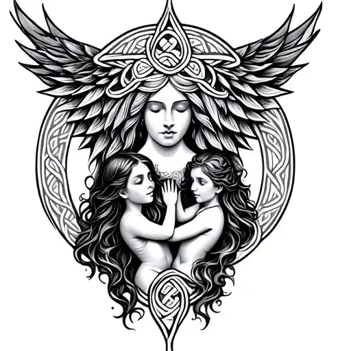 Mother Celtic Symbol And Two Children