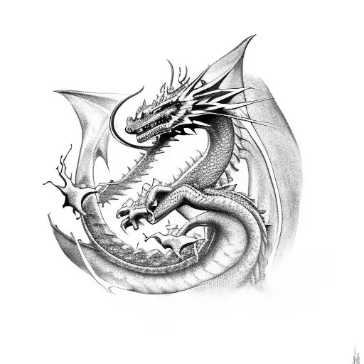 A Majestic Dragon Coiling Around A Torii Gate