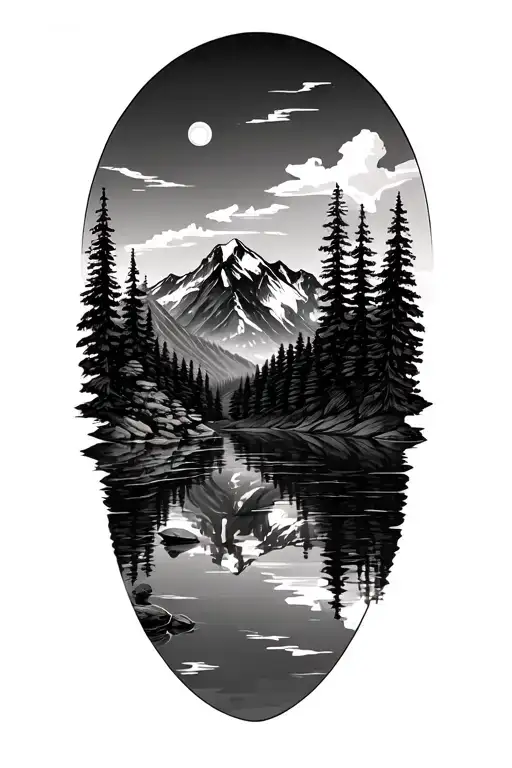 Mountains And Lake Reflecting