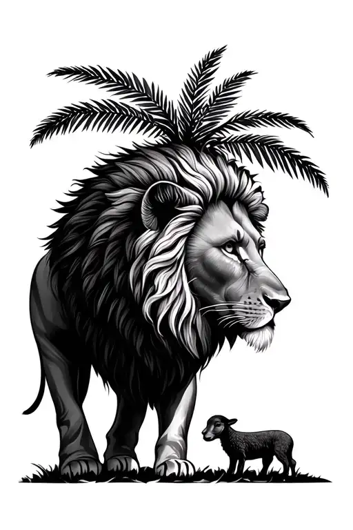 Palm Tree Lion And Lamb