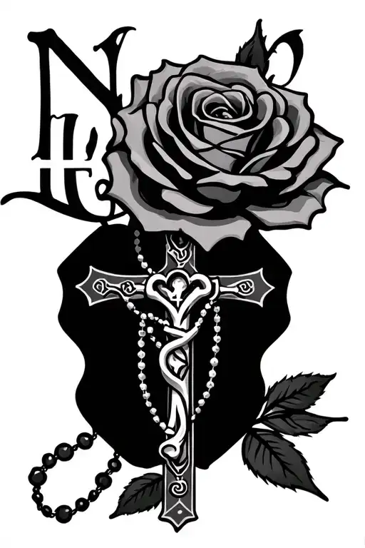 Name Nelida Surrounded With A Rosary And A Rose