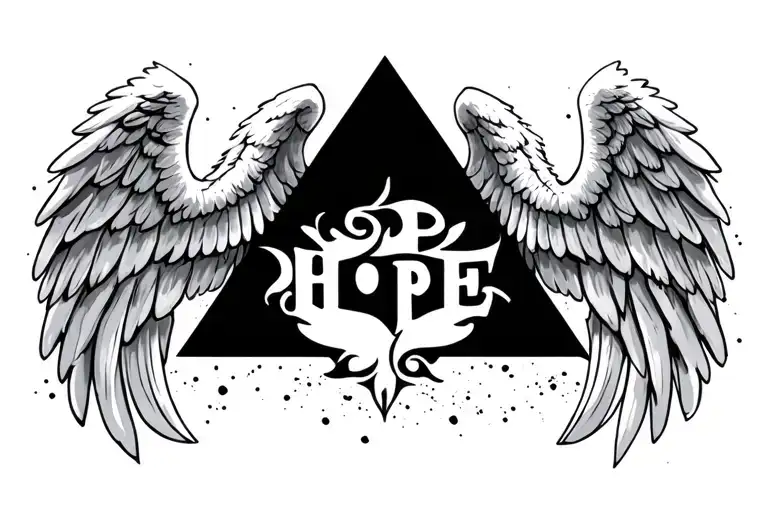Angel Wings With Hope On The Inside Triangle