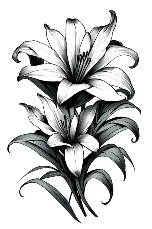 Two Small Stylized Lilies That Develop Vertically