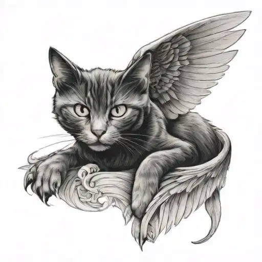 Cat With Wings Spread Wide