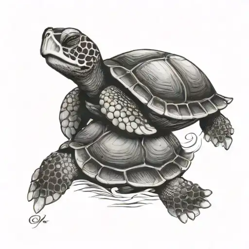 Turtle Hugging Baby Turtle