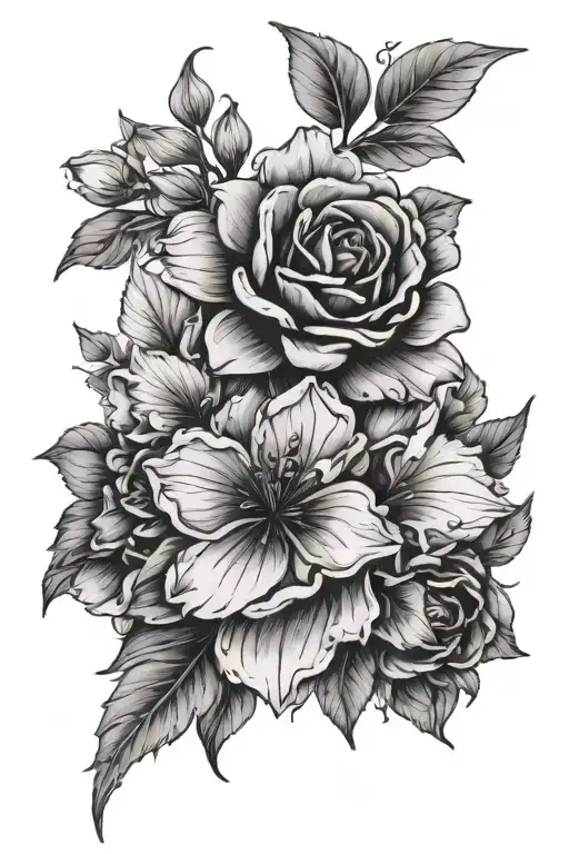 Flower With 5 Different Flowers Blooming