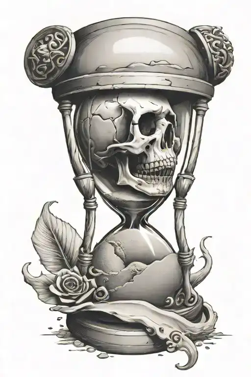 An Hourglass Filling With Sand And A Skull Inside Catching The Sand It It's Hands