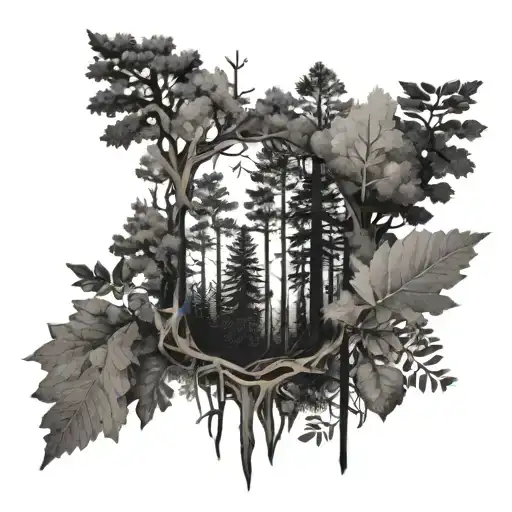 Forest Trees Background Looking Forward With The Face