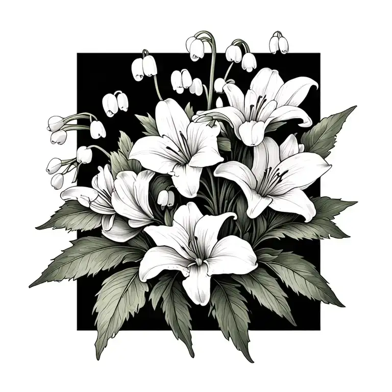 Lily Of The Valley And Hawthorn Intertwined With Bouquets