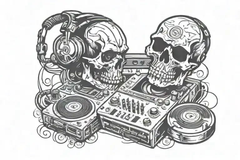Skull Dj Controller Music Dj Tatto Chest