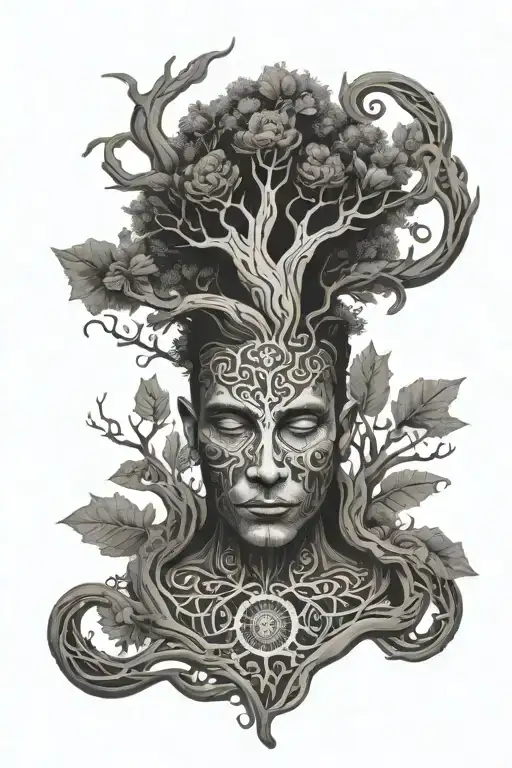 Tree Of Life Man Face Surrounded