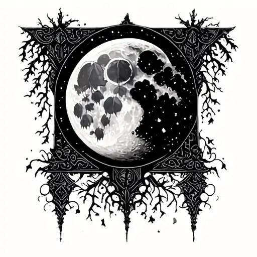 Night Ancient Canopies Autumn Moon