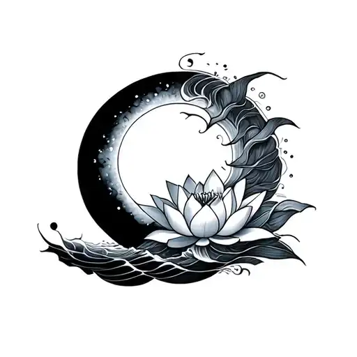 Sun Moon Wave And Lotus Small