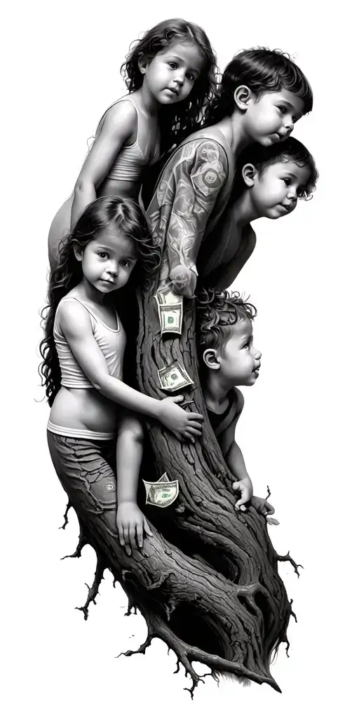 Chasing Money Tree Branches Three Children