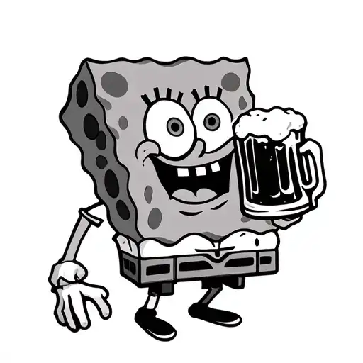 Spongebob Drinking Beer