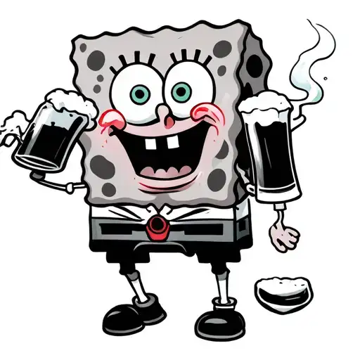 Spongebob Drinking Beer And Smoking