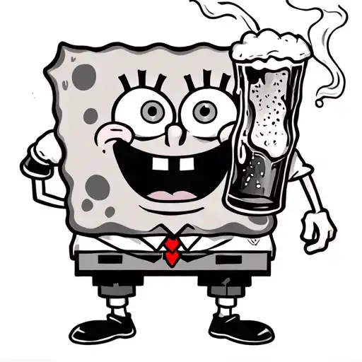Spongebob Drinking Beer And Smoking Weed