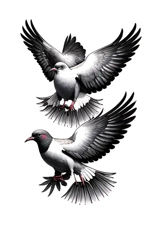3 Small Realistic Doves In A Heart Shaped With Sun Rays Shining