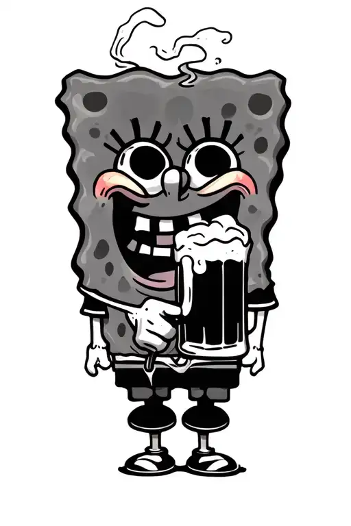 Spongebob Drinking Beer And Smoking Weed