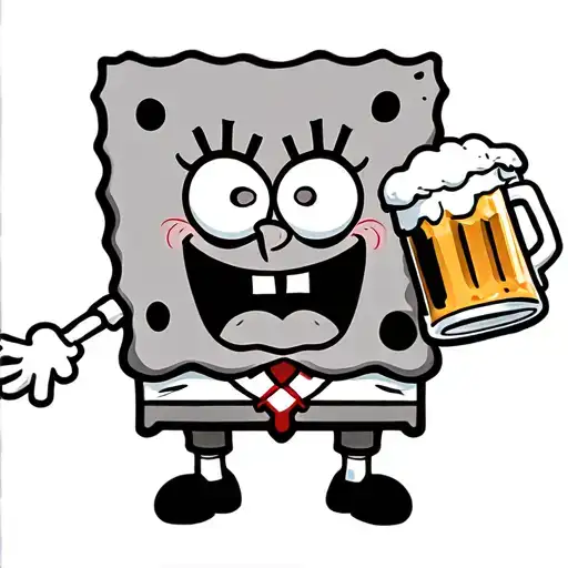 Spongebob Drinking Beer