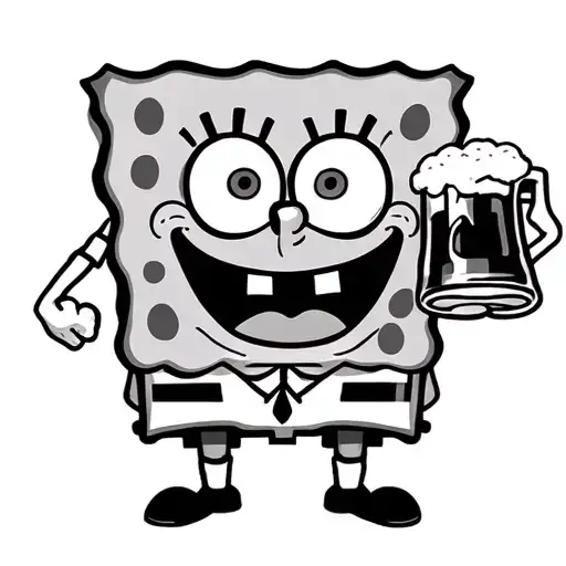 Spongebob Drinking Beer Alot Of Detail