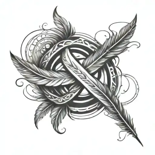 Infinity Symbol Made With Two Crossed Feathers