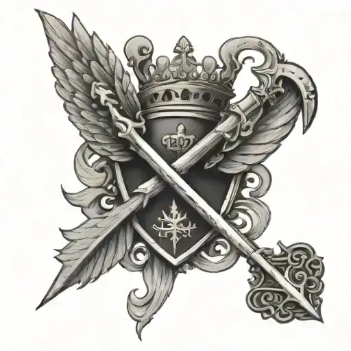 A Spade With Angelwings And A Crown On Top
