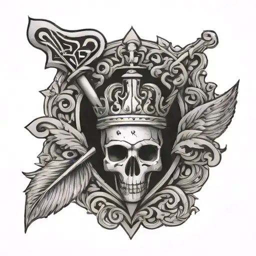 A Winged Spade With A Crown