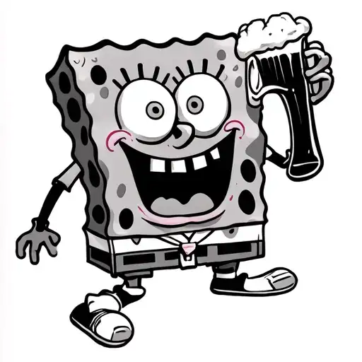 Spongebob Drinking Beer
